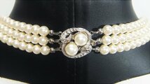 真珠調 フェイクパール 3連ロングネックレス 約5.7～6.0ｍｍ玉 Fake Pearl Necklace アクセサリー ○P_画像3