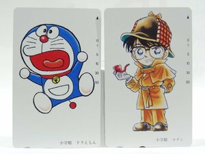  редкость телефонная карточка!! не использовался не продается Shogakukan Inc. Detective Conan Doraemon 50 частотность ×2 телефонная карточка телефонная карточка 