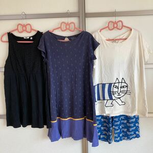 【USED】UNIQLO☆ルームウェア☆3枚セット☆夏☆リサラーソン☆リラックス☆ユニクロ☆UT☆可愛い☆花柄☆レース☆