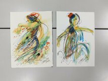 頓宮隆輔 女性図 美人画 踊り子 ダンサー 水彩画 13枚 シートのみ パリの表情画家 海外活躍作家②w230643_画像5