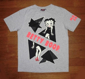 BETTY BOOP ベティ・ブープ Tシャツ 半袖 カタカナロゴ ASH L USED 美品/ベティーちゃん アメコミ