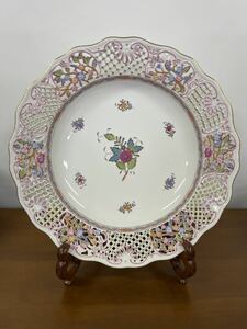 [ прекрасный товар ]HEREND Herend apo колено цветок 39cm большой серьги plate украшение plate ... украшение тарелка орнамент тарелка открытый Work редкий 