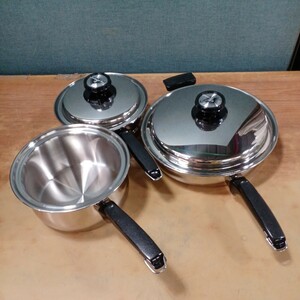 COOKBEST COOKWARE 7PLY T304 クックベスト 片手鍋 3点セット 調理器具 鍋 中古 長期保管