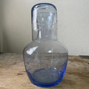 冠水瓶 レトロ 水差し ピッチャー 青