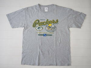 ☆送料無料☆ NFL USA直輸入 古着 半袖 GREEN BAY PACKERS グリーンベイ・パッカーズ Tシャツ メンズ L グレー トップス 中古 即決