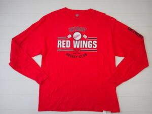 ☆送料無料☆ NHL USA直輸入 古着 長袖 DETROIT RED WINGS デトロイト・レッドウィングス Tシャツ メンズ XL レッド トップス 中古 即決