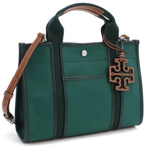 トリーバーチ TORY BURCH TWILL トートバッグ ブランド ショルダー付き 142577 300 DEEP GREEN グリーン系