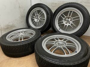 送料無料！美品！エンケイ RPF1 18インチ 7.5J +48 PCD100 5H ブリヂストン 225/55R18 フォレスター レガシィ アウトバック 4本セット