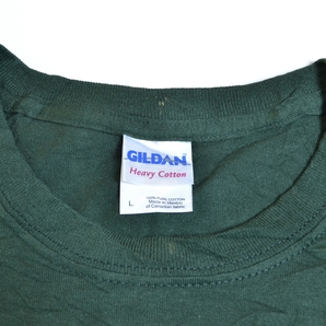 〇312395 ○USA古着 GILDAN Tシャツ 半袖 丸首 クルーネック サイズL メンズ メキシコ製 グリーン プリントの画像3