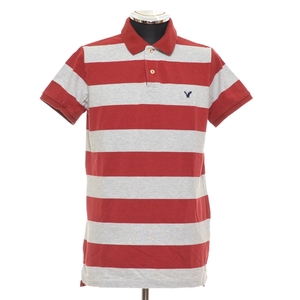 0374602 AMERICAN EAGLE American Eagle 0 polo-shirt short sleeves size M deer. . men's red gray border 