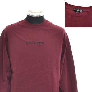 〇442871 KANGOL カンゴール ●ロゴ刺繍 ロンT 長袖 Tシャツ サイズM メンズ バーガンディ レッド