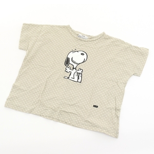 ■463746 FITH フィス ■Tシャツ スヌーピー 水玉プリント サイズS 半袖 キッズ 子ども 女の子 日本製 グレーベージュ ドット