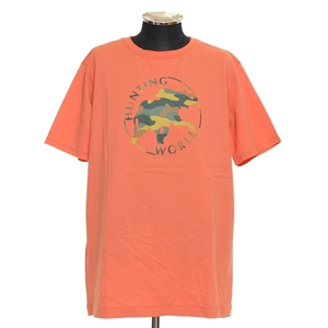 *485670 не использовался товар HUNTING WORLD Hunting World * футболка короткий рукав камуфляж -ju Logo 23TS02 размер XL мужской salmon orange 