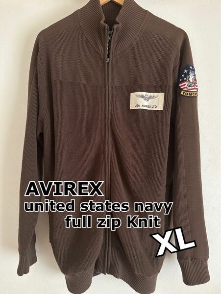 AVIREX US-navy フルジップニット　(XL)