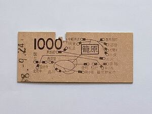 【希少品セール】国鉄 地図式乗車券 (籠原→1000円区間) 籠原駅発行 9172