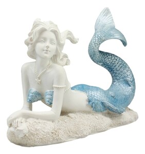 美しい海の女神 青い尾びれを持ったセレステ/マーメイド像 海の下でリラックスする人魚の彫像 置物（輸入品