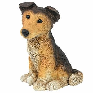 ブラウンコリーの子犬の彫像 ドッグフィギュア 庭園彫刻 ガーデン園芸 ギフトプレゼント 贈り物 輸入品