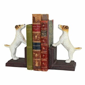 ジャック ラッセルテリア犬 ブックエンド鋳鉄製ペア彫刻 ドッグ彫像 図書館ギャラリー書斎 贈り物 輸入品