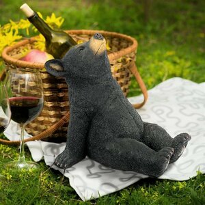 日光浴をしている ツキノワグマの子熊像彫像 ガーデンインテリア装飾 アート工芸 庭園 ロッジ 小屋 贈り物 輸入品