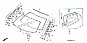 【右側】ホンダ シビック EG3 EG4 EG5 EG6 リア クオーター モールディング CIVIC クォーター ガラス ウィンドウ 純正 未使用
