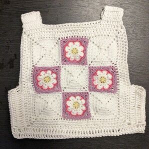 ベスト ビスチェ ニット knit flower お花　グラニー