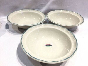 .#4278# unused #STONEWARE TABLE WORKS 3 customer set bowl tableware medium-sized dish small plate Stone wear table Works retro 