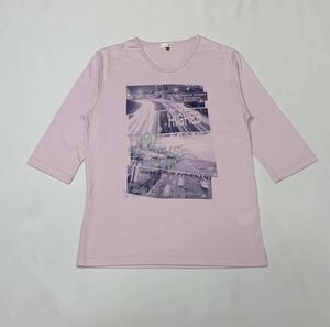 a.v.v HOMME // 7 minute sleeve print T-shirt * cut and sewn ( light pink series ) size 50