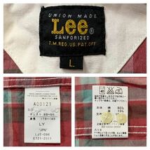 Lee リー // 5分袖 チェック柄 麻混 ボタンダウン シャツ (スモーキーピンク系ミックス) サイズ L_画像7