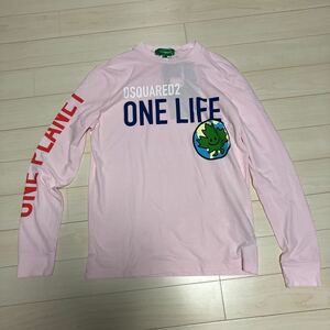 ★新品　未使用　ディースクエアード　DSQUARED2 ロンT 長袖Tシャツ ピンク　ONE LIFE Mサイズ　イタリア製