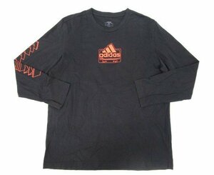 [即日発送] adidas GD5943 アディダス メンズ トップス 長袖 Tシャツ ロゴプリント 黒×オレンジ 2XL 371