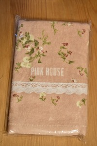  ピンクハウス　PINK HOUSE　フェイスタオル　ピンク　花柄　薔薇柄　トーションレース　レア