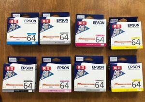 EPSON 純正インクカートリッジ 64(パッケージ写真:桜) 7色８個（フォトブラック、ライトシアンがありません）※イエロー2個