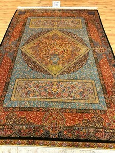 ペルシャ絨毯・最高級ハンド&マシン織り・ 世界最高密度150万ノット ・豪奢なクムデザイン 200cm×300cm c36