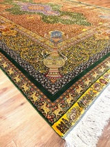 ペルシャ絨毯・最高級ハンド&マシン織り・ 世界最高密度150万ノット ・豪奢なクムデザイン 200cm×300cm c37_画像4