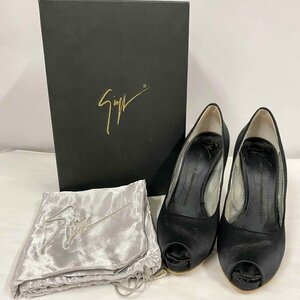 【ジャンク】GIUSEPPE ZANOTTI E80384 ヒール＜靴＞ジュゼッペザノッティ サテン ブラック レディース ブランド サイズ37 ファッション