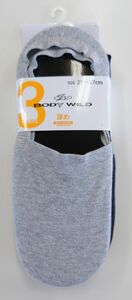 BODY WILD カバーソックス 3足 25-27センチ かかとストッパー付き 【値下げ不可】【新品】