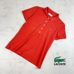 美品 LACOSTE ラコステ ワニロゴマークポロシャツ トップス レディース オレンジ サイズ36*GC1056