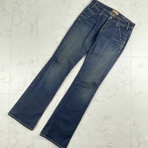 美品 YANUK ヤヌーク Worker Classic セミフレアデニムパンツ ジーンズ ボトムス レディース ネイビーブルー サイズ26*GC421