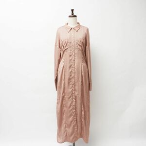 美品 ZARA ザラ 小花柄 長袖ロングシャツワンピース レディース ピンク系 サイズM*GC529