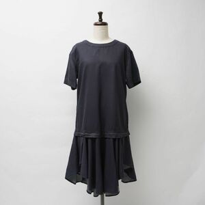 美品 DIESEL ディーゼル エイジング加工 デニム レイヤードデザインフレアワンピース レディース 紺 ネイビー サイズXS*GC534