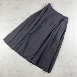  beautiful goods homspun Home Span linen pleat flair LAP skirt mi leak height lining less gray size F*HC754