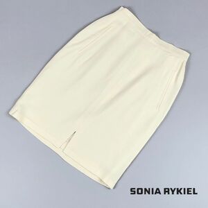 美品 SONIA RYKIEL ソニア リキエル フェイクポケット 膝丈タイトスカート 裏地あり レディース ボトムス 白 アイボリー サイズ42*HC318