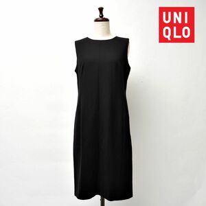 新品未使用 UNIQLO ユニクロ ノースリーブワンピース 膝丈 裏地なし レディース 黒 ブラック サイズL*HC158