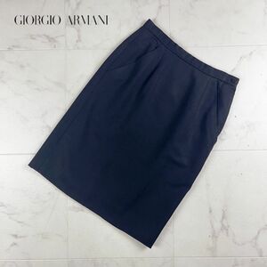 美品 GIORGIO ARMANI ジョルジオアルマーニ 膝丈タイトスカート 裏地あり レディース ボトムス 黒 ブラック サイズ38*HC173