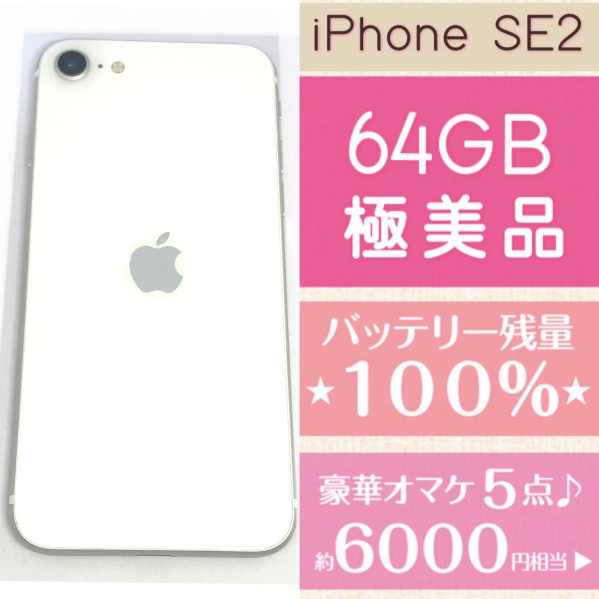 極美品 高品質 新品バッテリー残量100% 容量64GB iPhone SE2本体