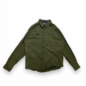 ラングラー シャツ 長袖 カーキ Wrangler 古着 メンズ XL アメカジ ビッグサイズ