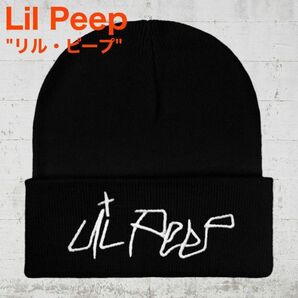 Lil Peep リル・ピープ ニット帽 ビーニー キャップ ブラック×ホワイト
