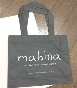 美品　サブバッグ　トートバッグ　グレー　mahina　ショッパー　ハワイ　バッグ　エコバッグ　ジム　旅行　小さいサイズ