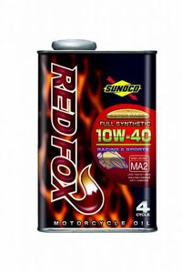 送料無料！　SUNOCO　REDFOX　スノコ　レッドフォックス　10W-40　全合成　Full Synthetic(エステルベース）　1L缶x10　二輪エンジンオイル