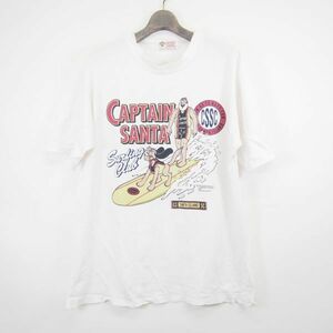 キャプテンサンタ CAPTAIN SANTA サーフィン サンタプリント 半袖Tシャツ/ホワイト